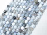 Dragon Vein Agate Beads, Gray & White, 6mm Faceted Round Beads-Agate: Round & Faceted-BeadBeyond