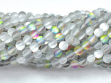 Matte Mystic Aura Quartz-Silver, Rainbow, 6mm-BeadBeyond