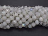 White Rainbow Moonstone, 8mm, Faceted Round-BeadBeyond