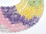Mixed Quartz- Rose Quartz, Amethyst, Citrine, Prehnite, Clear Quartz, 8mm-Gems: Round & Faceted-BeadBeyond