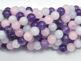 Amethyst, Rose Quartz, Malaysia Jade, 8mm (8.5mm)-BeadBeyond