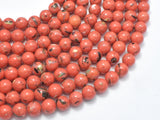 Shell Turquoise Howlite- Orange, 8mm (8.5mm)-BeadBeyond
