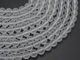 Matte Clear Quartz Beads, 8mm, Round Beads-BeadBeyond