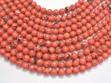 Shell Turquoise Howlite- Orange, 8mm (8.5mm)-BeadBeyond