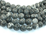 Black Fossil Jasper Beads, 14mm Round Beads, 15.5 Inch-Gems: Round & Faceted-BeadBeyond