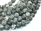 Black Fossil Jasper Beads, 14mm Round Beads, 15.5 Inch-Gems: Round & Faceted-BeadBeyond