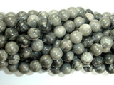 Black Fossil Jasper Beads, 8mm(8.3mm) Round Beads-Gems: Round & Faceted-BeadBeyond