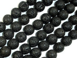 Black Lava Beads, 12mm Round Beads-Gems: Round & Faceted-BeadBeyond