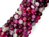 Banded Agate Beads, Fuchsia Agate, 8mm Round Beads-Agate: Round & Faceted-BeadBeyond