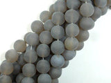 Matte Gray Agate Beads, 10mm Round Beads-Gems: Round & Faceted-BeadBeyond