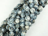 Dragon Vein Agate Beads, Gray & White, 8mm Faceted Round Beads-Agate: Round & Faceted-BeadBeyond