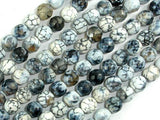 Dragon Vein Agate Beads, Gray & White, 8mm Faceted Round Beads-Agate: Round & Faceted-BeadBeyond