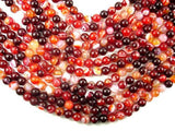 Banded Agate Beads, Red & White, 8mm Round-Agate: Round & Faceted-BeadBeyond