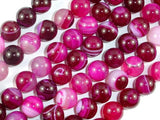 Banded Agate Beads, Striped Agate, Fuchsia, 10mm Round Beads-Agate: Round & Faceted-BeadBeyond