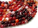 Banded Agate Beads, Red & White, 8mm Round-Agate: Round & Faceted-BeadBeyond
