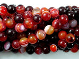 Banded Agate Beads, Red & White, 8mm Round-Agate: Round & Faceted-BeadBeyond