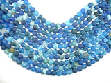 Matte Banded Agate Beads, Blue, 8mm Round Beads-Agate: Round & Faceted-BeadBeyond