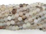 Frosted Matte Agate-White, Gray, 6mm Round Beads-Agate: Round & Faceted-BeadBeyond