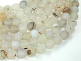Frosted Matte Agate-White, Gray, 10mm Round Beads-Agate: Round & Faceted-BeadBeyond