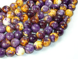 Rain Flower Stone, Purple, Yellow, 10mm Round Beads-Gems: Round & Faceted-BeadBeyond