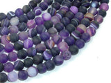 Matte Banded Agate Beads, Purple, 8mm Round Beads-Agate: Round & Faceted-BeadBeyond