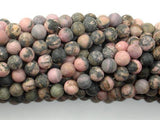Matte Rhodonite Beads, 6mm, Round Beads-Gems: Round & Faceted-BeadBeyond