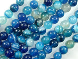 Banded Agate Beads, Striped Agate, Blue, 8mm Round Beads-Agate: Round & Faceted-BeadBeyond