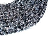 Black Crackle Agate, 8mm (7.8mm) Faceted Round Beads, 14 Inch-Agate: Round & Faceted-BeadBeyond