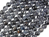 Black Crackle Agate, 8mm (7.8mm) Faceted Round Beads, 14 Inch-Agate: Round & Faceted-BeadBeyond