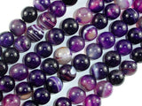 Banded Agate Beads, Purple, 10mm(10.3mm) Round-Agate: Round & Faceted-BeadBeyond