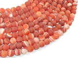 Matte Banded Agate Beads, Red & Orange, 8mm Round Beads-Agate: Round & Faceted-BeadBeyond