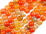 Banded Agate Beads, Orange, 10mm(10.5mm) Round-Agate: Round & Faceted-BeadBeyond