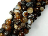 Banded Agate Beads, Brown, 10mm(10.5mm) Round Beads-Agate: Round & Faceted-BeadBeyond