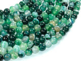 Banded Agate Beads, Green, 8mm(8.3mm)-Agate: Round & Faceted-BeadBeyond