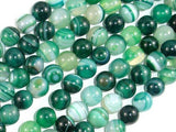 Banded Agate Beads, Green, 8mm(8.3mm)-Agate: Round & Faceted-BeadBeyond