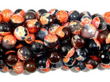 Agate Beads, Orange & Black, 10mm Faceted Round-Agate: Round & Faceted-BeadBeyond