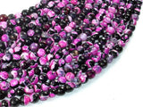Agate Beads, Pink & Black, 6mm(6.3mm) Faceted Round Beads, 15 Inch-Agate: Round & Faceted-BeadBeyond