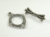 Metal Toggle Clasps , Antique Silver Tone, Ring 10 sets-Metal Findings & Charms-BeadBeyond