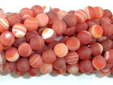 Matte Banded Agate Beads, Red & Orange, 8mm Round Beads-Agate: Round & Faceted-BeadBeyond