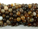 Banded Agate Beads, Brown, 8mm(8.4mm) Round-Agate: Round & Faceted-BeadBeyond