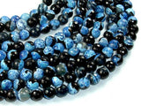 Agate Beads, Blue & Black, 8mm Faceted Round-Agate: Round & Faceted-BeadBeyond