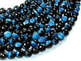 Agate Beads, Blue & Black, 10mm Faceted Round-Agate: Round & Faceted-BeadBeyond