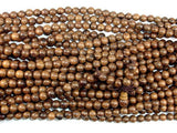 Gold Phoebe Ebony Beads, Gold Wire Sandalwood, 6mm Round Beads-Wood-BeadBeyond