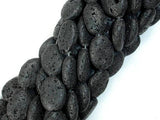 Black Lava, 13x18mm Oval Beads, 15 Inch-Gems:Oval,Rectangle,Coin-BeadBeyond