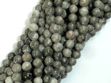 Black Fossil Jasper Beads, 6mm (6.3mm) Round Beads-Gems: Round & Faceted-BeadBeyond