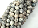Rain Flower Stone, Light Gray, White, 8mm Round Beads-Gems: Round & Faceted-BeadBeyond