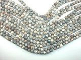 Rain Flower Stone, Light Gray, White, 8mm Round Beads-Gems: Round & Faceted-BeadBeyond