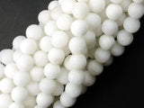 Matte White Jade Beads, 8mm Round Beads-Gems: Round & Faceted-BeadBeyond