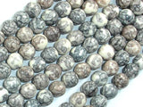 Rain Flower Stone, Light Gray, White, 8mm Round Beads-Gems: Round & Faceted-BeadBeyond
