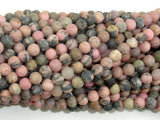 Matte Rhodonite Beads, 4mm, Round Beads-Gems: Round & Faceted-BeadBeyond